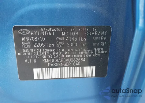 2010 Hyundai Elantra Touring Gls from USA, damaged, VIN KMHDC8AE3AU082684